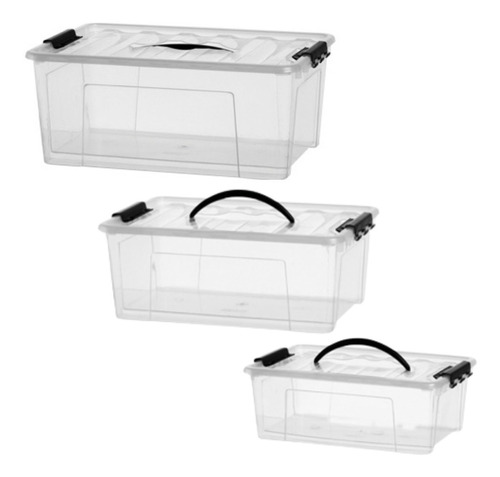 Caixa/cesto Organizador Transparente Conjunto 7,3l/12,4l/20l