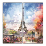 140x140cm Cuadros De Tela Abstracción Luminosa Torre Eiffel
