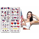 Terra Tattoos Fourth Of July Temporary Tattoo Set, 75 Red