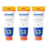 3 Acnezil Fps30 Protetor Solar Facial Pele Oleosa Acne 60g