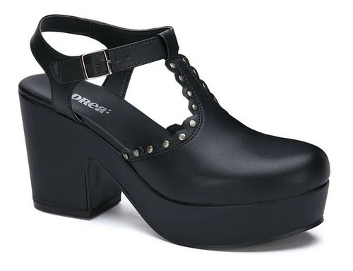 Zapatilla Negro Plataforma Tacón Ancho Comodo Andrea 2946306