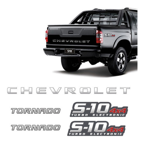 Adesivos S10 Tornado Preta 2010 4x4 Faixa Traseira Chevrolet