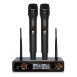 Sistema De Micrófono Uhf Inalámbrico De 2 Canales, 2 Piezas Color Negro