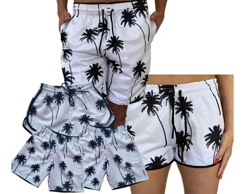 Conjunto Casal Shorts Casais Familia 5 Peças Black Friday 