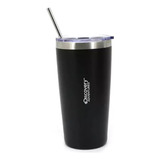 Vaso Discovery Térmico Acero Inox Con Tapa + Sorbete Metal Color Negro