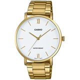 Reloj Casio Mtp Vt01g Acero Dorado Blanco Cristal Mineral