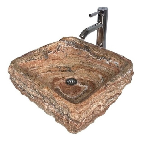 Lavabo Ovalin Rustico De Mármol Natural 42cm/38cm Rojo