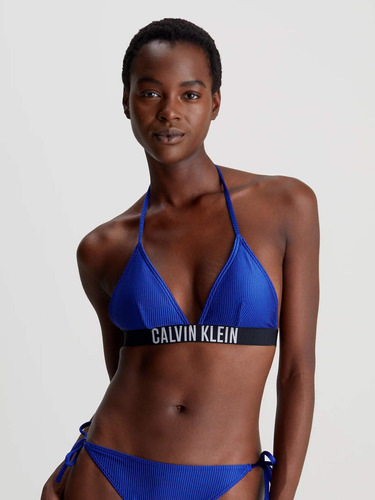 Traje De Baño Calvin Klein Acanalado Mujer Azul