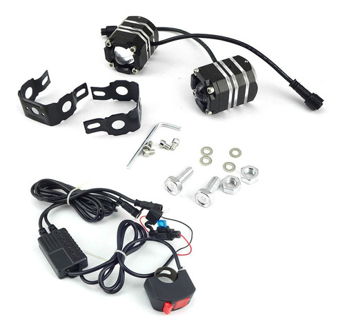 Juego Faro Auxiliar Moto Led Cree Mini Cafe Racer Trail Ruta