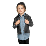 Jaqueta Jeans Infantil Masculina Rocker Trick Nick Preto