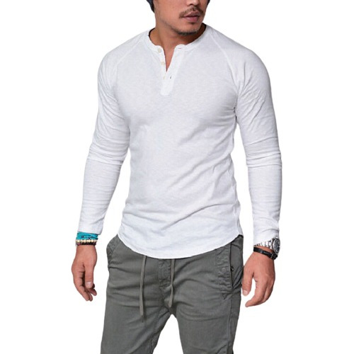 Manga Larga Men's Regular-fit Long-sleeve Henley Shirt 