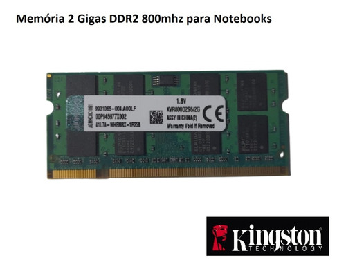 Memória 2 Gigas Ddr2 800mhz Para Notebooks