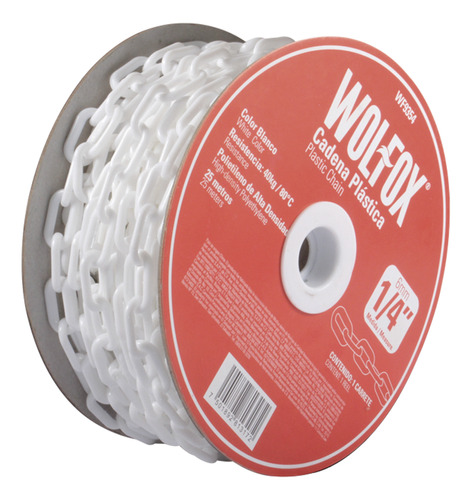 Cadena Plástica De 25 M Blanca Wolfox Espesor 1/4''