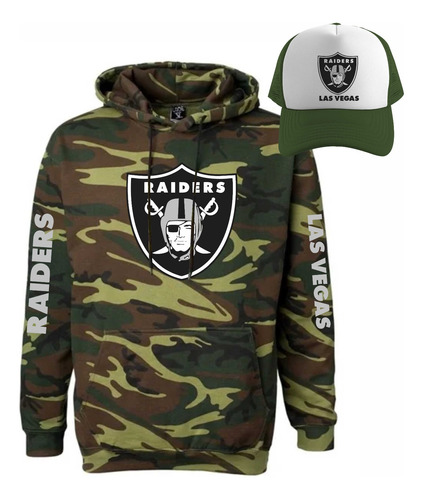 Kit Sudadera + Gorra Sublimada Mod Nfl Las Vegas Raiders