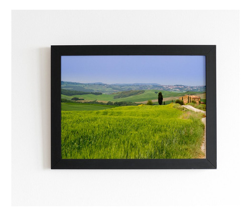 Quadro Campos De Grama Verde Em Cidade Rural