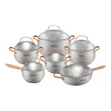 Batería En Acero Inoxidable De Cocina Con 12 Piezas 