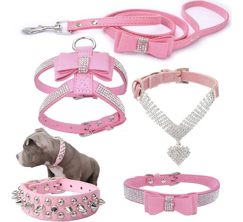 Juego De Collar De Perro De Cristal Con Diamantes De Imitaci