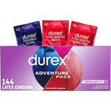 144 Pack Condon Preservativo Durex Adventure Extra Sensitive