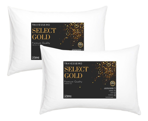 2 Travesseiros 100% Algodão E Antialérgico Select Gold Luxo