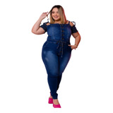 Macaquinhos Feminino Jeans Plus Size Moda Luxo Blogueira 