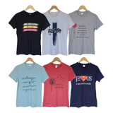 Kit  10 Camisetas Blusa T-shirt Feminina Frases Evangélicas