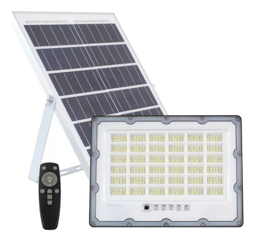 Refletor Solar Led 100w Placa Bateria Bivolt Branco Frio