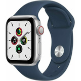 Reloj Apple Watch Se 40mm Gps Caja Color Aluminio Plata Correa Deportiva Azul 