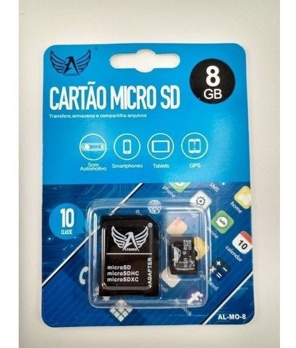 Cartão Memória 8 Gb Micro Sd Classe 10 Celular Adaptador Nf