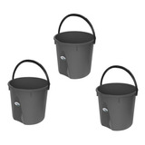 3 Pack Cubeta Rígida 13l Color Gris