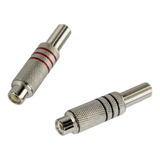 Ficha Conector Jack Rca Hembra Metalico P/ Cable X 20u Htec