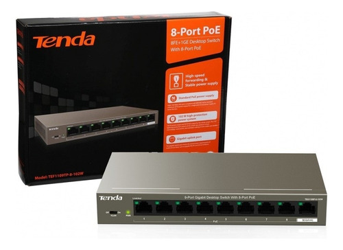 Switch No Administrable Poe 8 Puertos Gigabit 