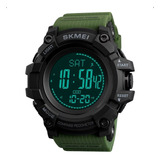 Reloj Skmei 1358 Para Hombre, Brújula, Altímetro, Barómetro, Correa Integrada, Color Verde