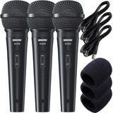 Microfones Sv200 Shure Kit Com 3 Unidades + Espumas Brinde