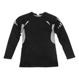 Camisa Manga Larga Fitness M Negro/gris 100% Seda Correr