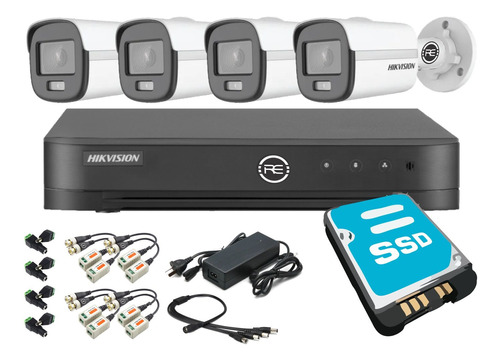 Kit Seguridad Hikvision Dvr 4 Camaras 2mp 24hs Colorvu Disco