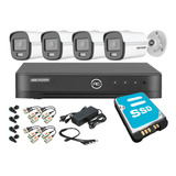 Kit Seguridad Hikvision Dvr 4 Camaras 2mp 24hs Colorvu Disco