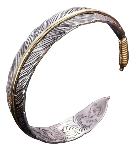 Pulsera Brazalete Nórdico Vikings Pluma Dorada