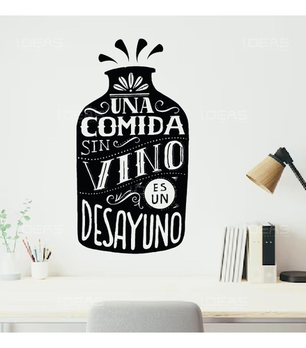 Vinil De Pared Frase Una Comida Sin Vino Wine Pegatina