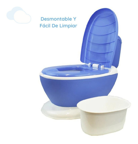 Pelela Inodoro Infantil Sin Sonido +18m Para Chicos- Ok Baby Color Azul Con Blanco