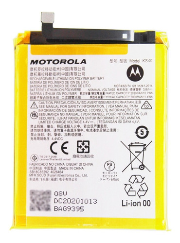 Bateria Motorola E6 Play Ks40 Xt2029 Moto E6s Xt2053 3000mah