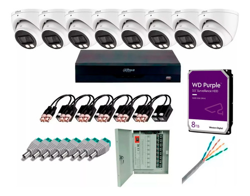 Kit Dvr 8ch 5mp, 8 Cam Domo 5mp Full Color, Utp, Fuente, 8tb