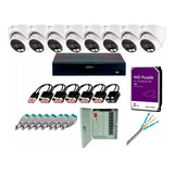 Kit Dvr 8ch 5mp, 8 Cam Domo 5mp Full Color, Utp, Fuente, 8tb