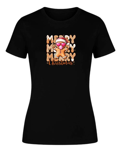 Playera Merry Christmas Galleta De Jengibre Navidad De Dama