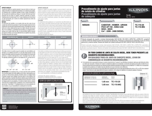 Junta Tapa Cilindros Illinois P/ Nissan Urvan 2.3/2.5 Foto 7