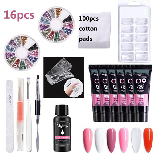 Juego De 16 Extensiones De Uñas De Gel Acrílico, 15 Ml