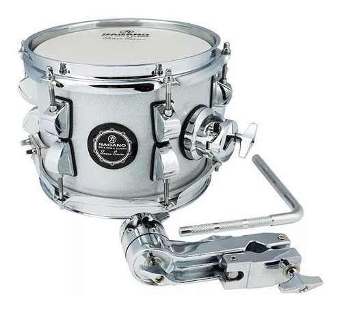 Caixa Nagano Bateria New Beat 8x6 Tom Holder Silver Sparkle Cor Do Casco Cinza