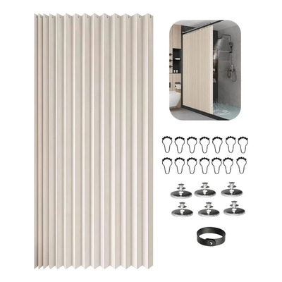 Cortinas De Ducha Magnéticas Plegables Cortina De Ducha Acordeón Tela De Poliéster Impermeables Cortinas De Ducha Adecuadas Para Baño Familiar Hotel Casa De Huéspedes Baño (gris,200cm X 200cmL | Envío gratis