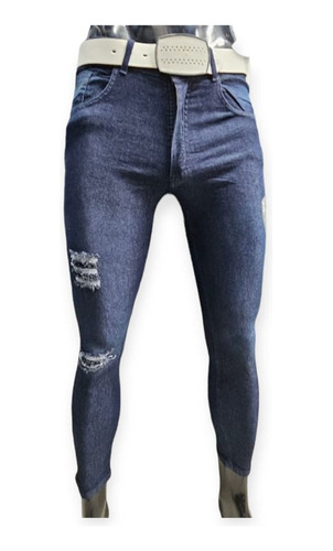 Pantalon De Jeans De Hombre Roto Chupin Elastizado