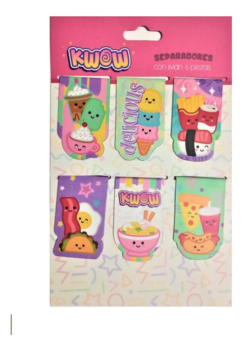 Set 6 Separador Magnetico Kawaii Helado Pizza Malteada Ramen