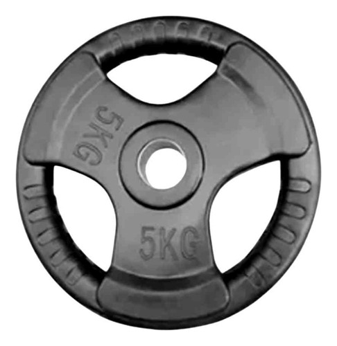 Disco Pre-olímpico De 5kg Con Agarres Engomado Color Negro